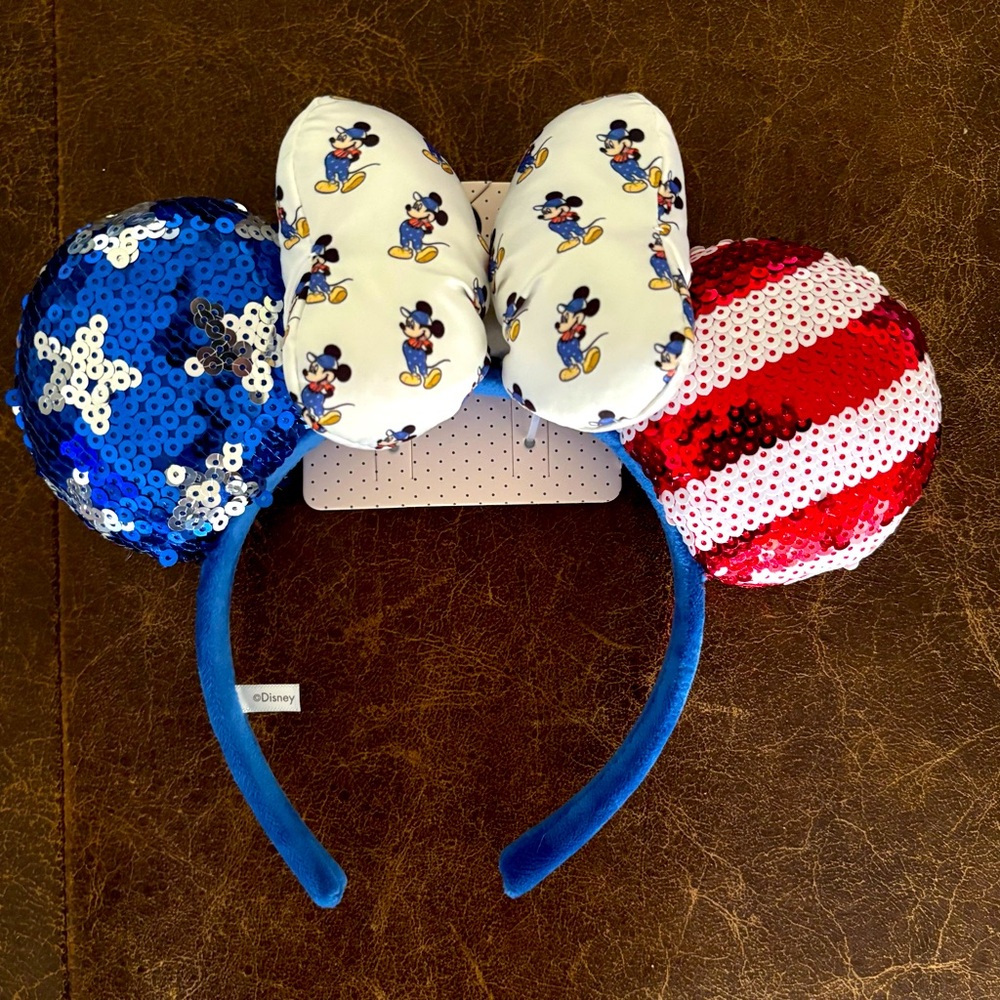 NWT Disney Mickey Mouse Bow Red White & Blue Headband Primark